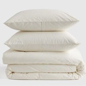Quince Organic Cotton Duvet Set Full/Queen Bedding Ivory Quiet Luxury Bedding